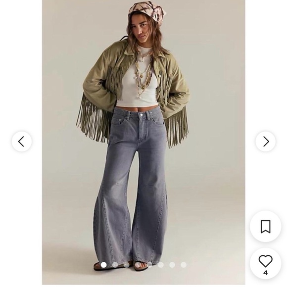 Denim - Free people slouch wide barrel Gray Denim Jeans with Tag - Size 28